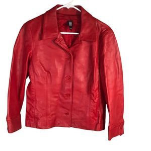 Laundry Shelli Segal Lipstick Red Leather Jacket